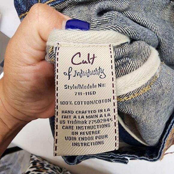 Cult of Individuality Blue Denim Vest Womens Jean Distressed Size Large H5 - Picture 9 of 9